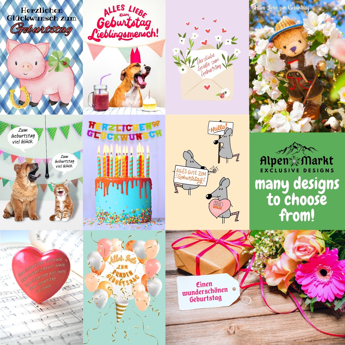 Happy Greetings German Birthday "Geburtstag" Greeting Card