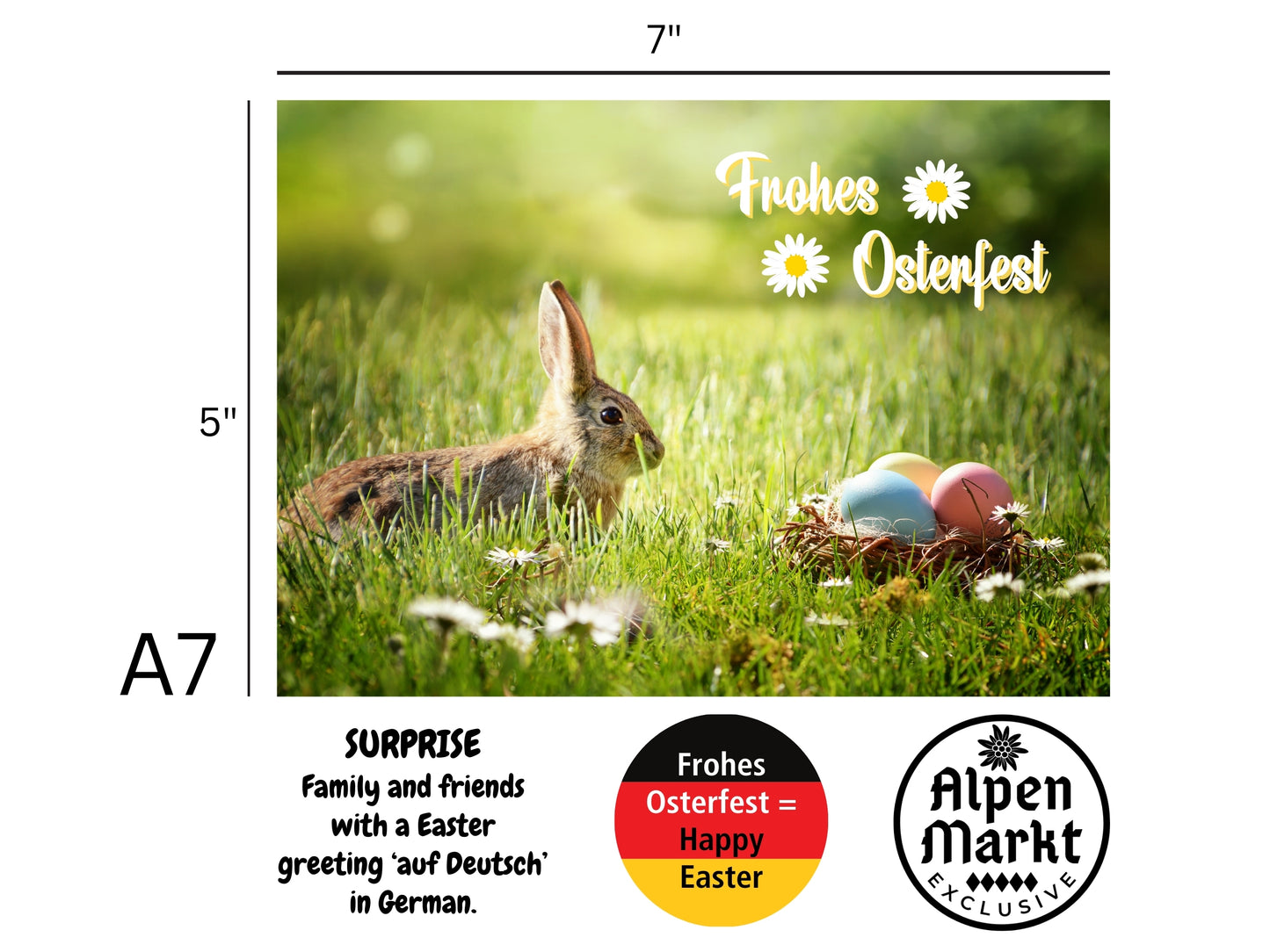 "Frohes Osterfest" German Easter card with bunny