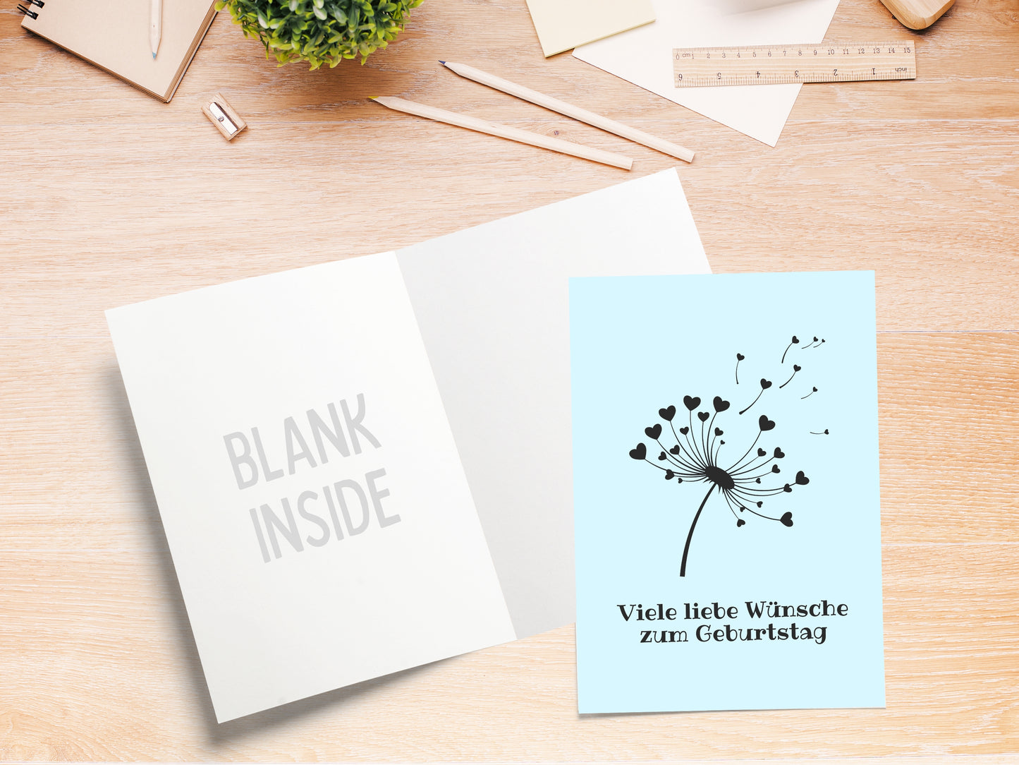 Dandelion Wishes German Birthday "Geburtstag" Greeting Card
