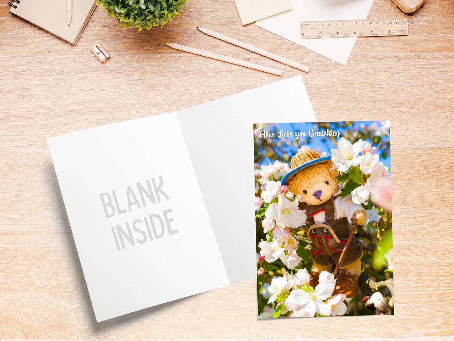 Teddy Bear with Lederhosen German Birthday "Geburtstag" Greeting Card