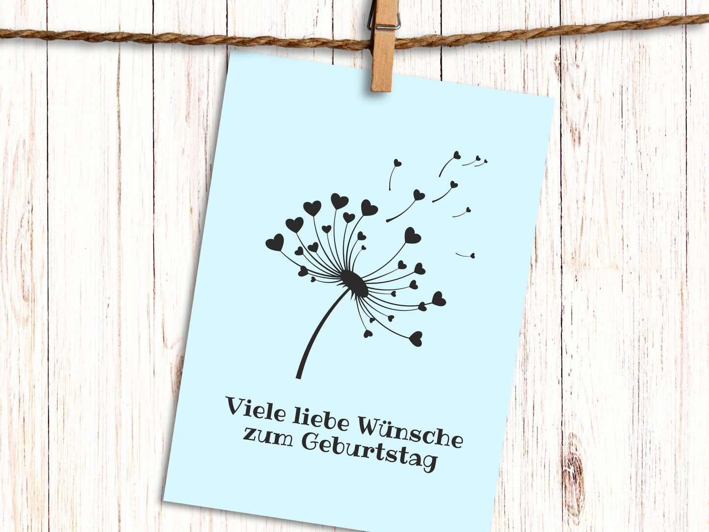 Dandelion Wishes German Birthday "Geburtstag" Greeting Card