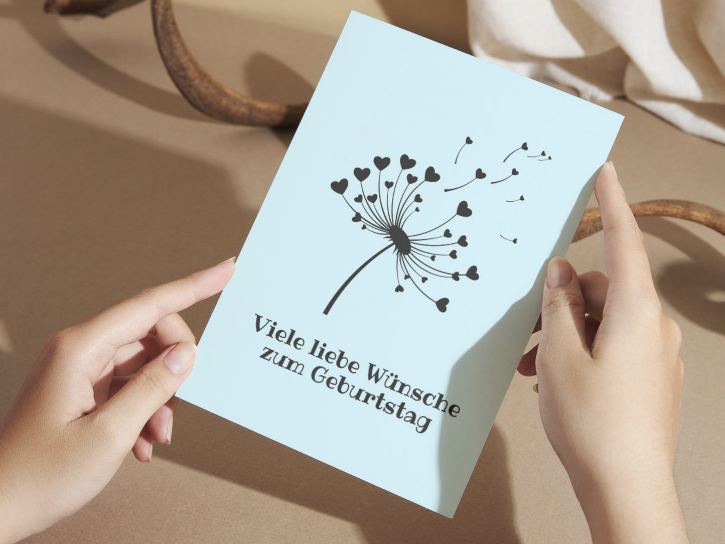 Dandelion Wishes German Birthday "Geburtstag" Greeting Card