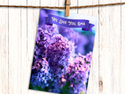 "We love you Oma" German greeting card for Grandma