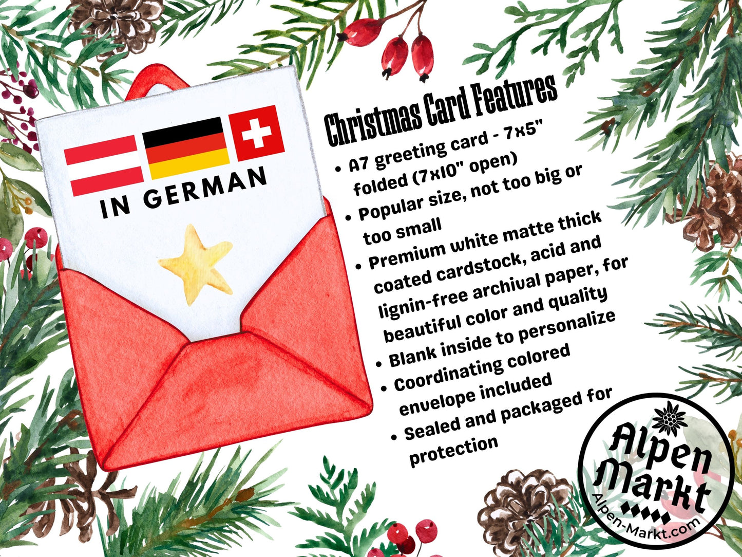 Beautiful Starry Night Sky Christmas Card in German - Frohe Weihnacht