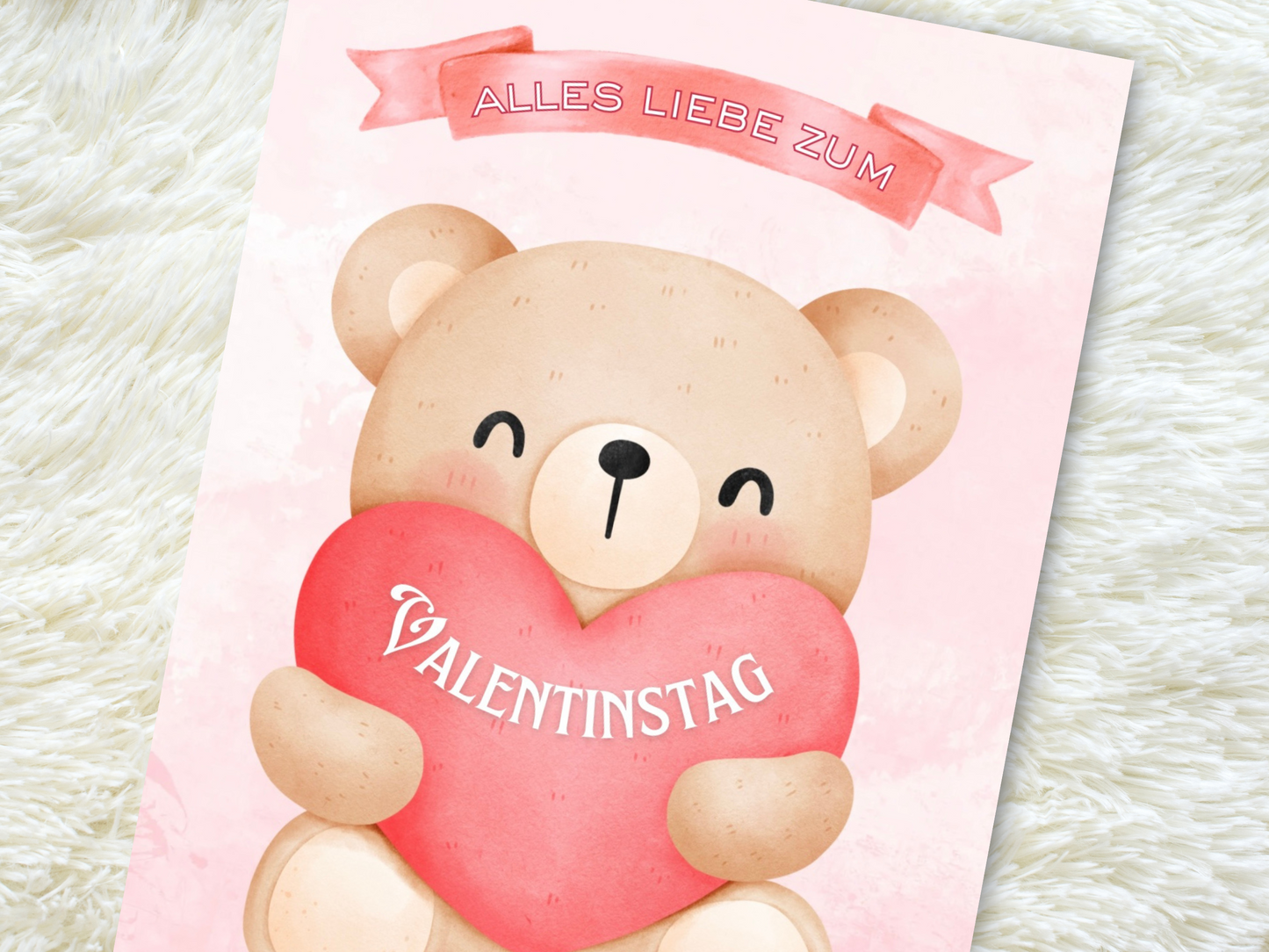 "Valentinstag" Card with cute Teddy Bear for your sweet Valentine