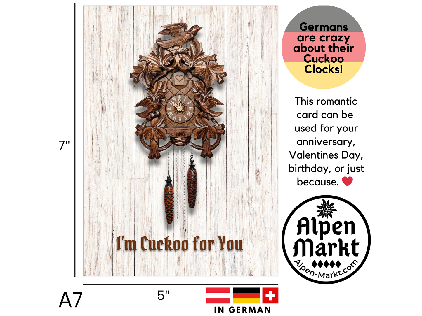 I'm Cuckoo for You cute German romantic greeting card