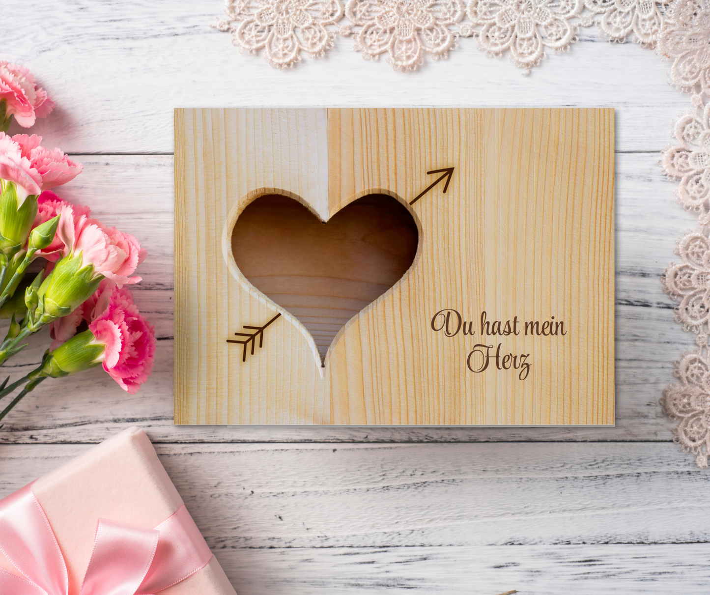 You have my Heart "Du hast mein Herz" German rustic romantic greeting card