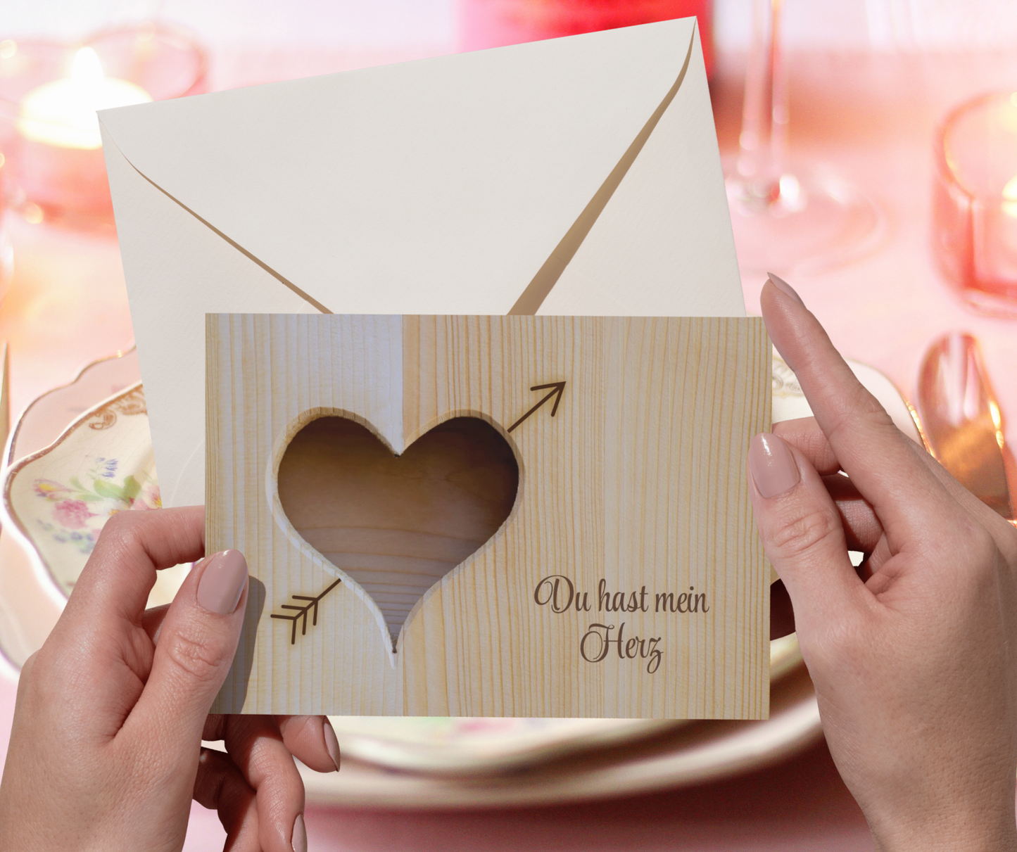 You have my Heart "Du hast mein Herz" German rustic romantic greeting card
