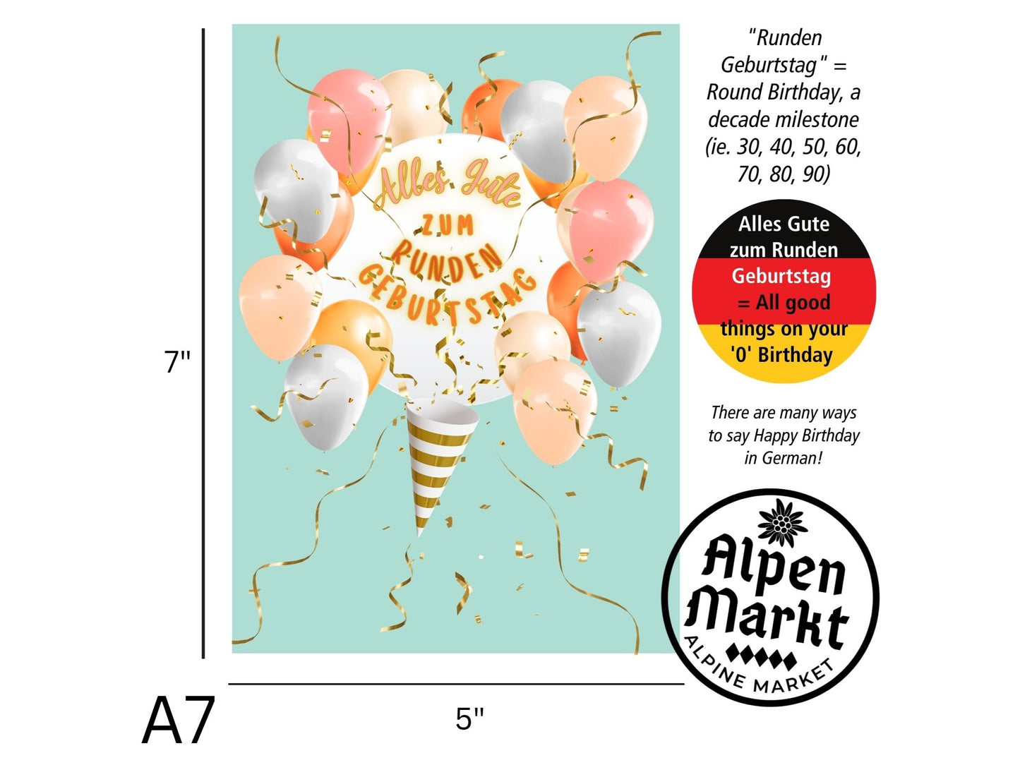 Decade Milestone Birthday "Geburtstag" Greeting Card