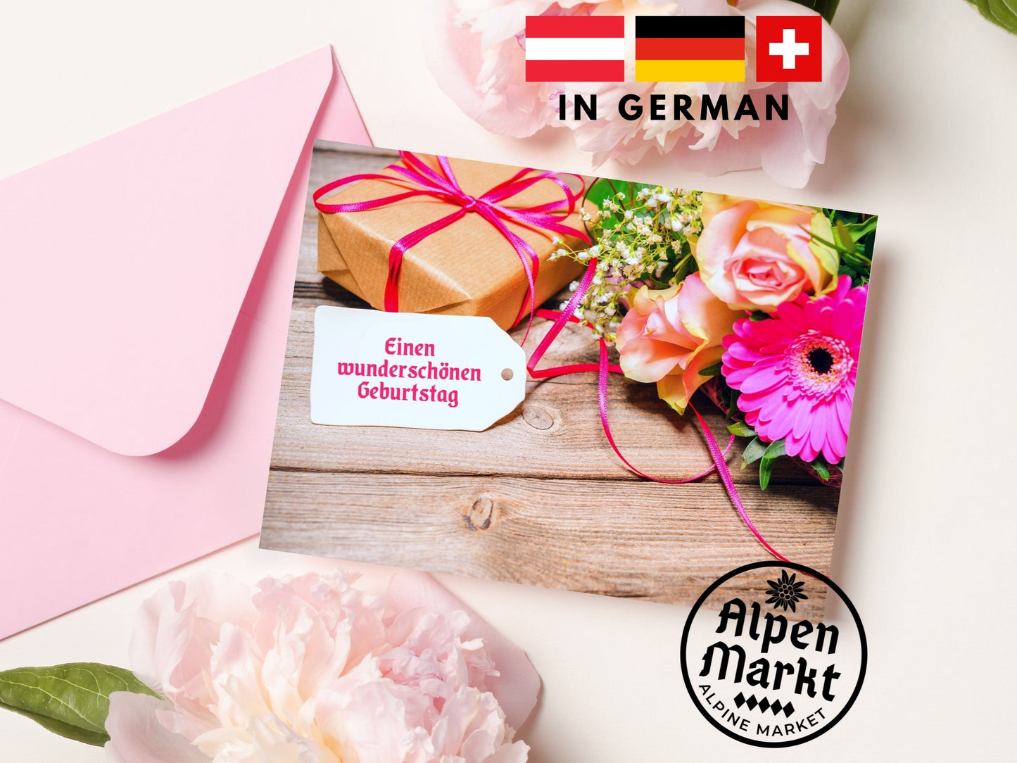 Classic Bouquet German Birthday "Geburtstag" Greeting Card