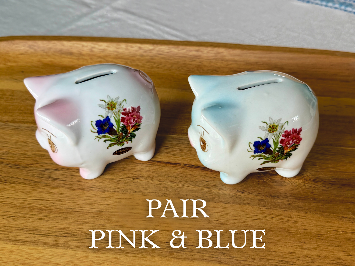 Vintage German Ceramic Piggy Bank - Pink