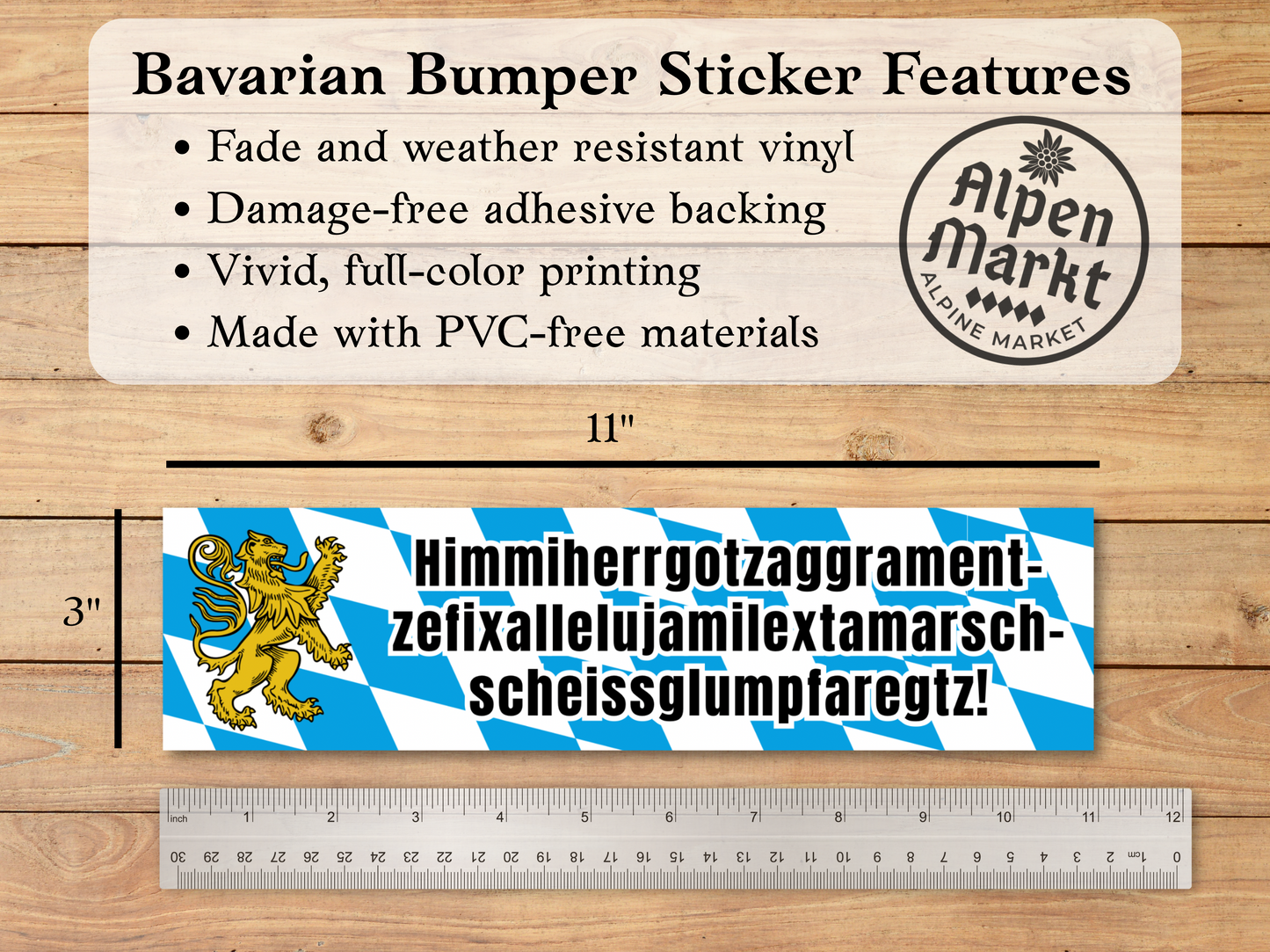 Funny German Bumper Sticker - "Himmi..." Long Bavarian Swear Word - Car or Laptop Decal