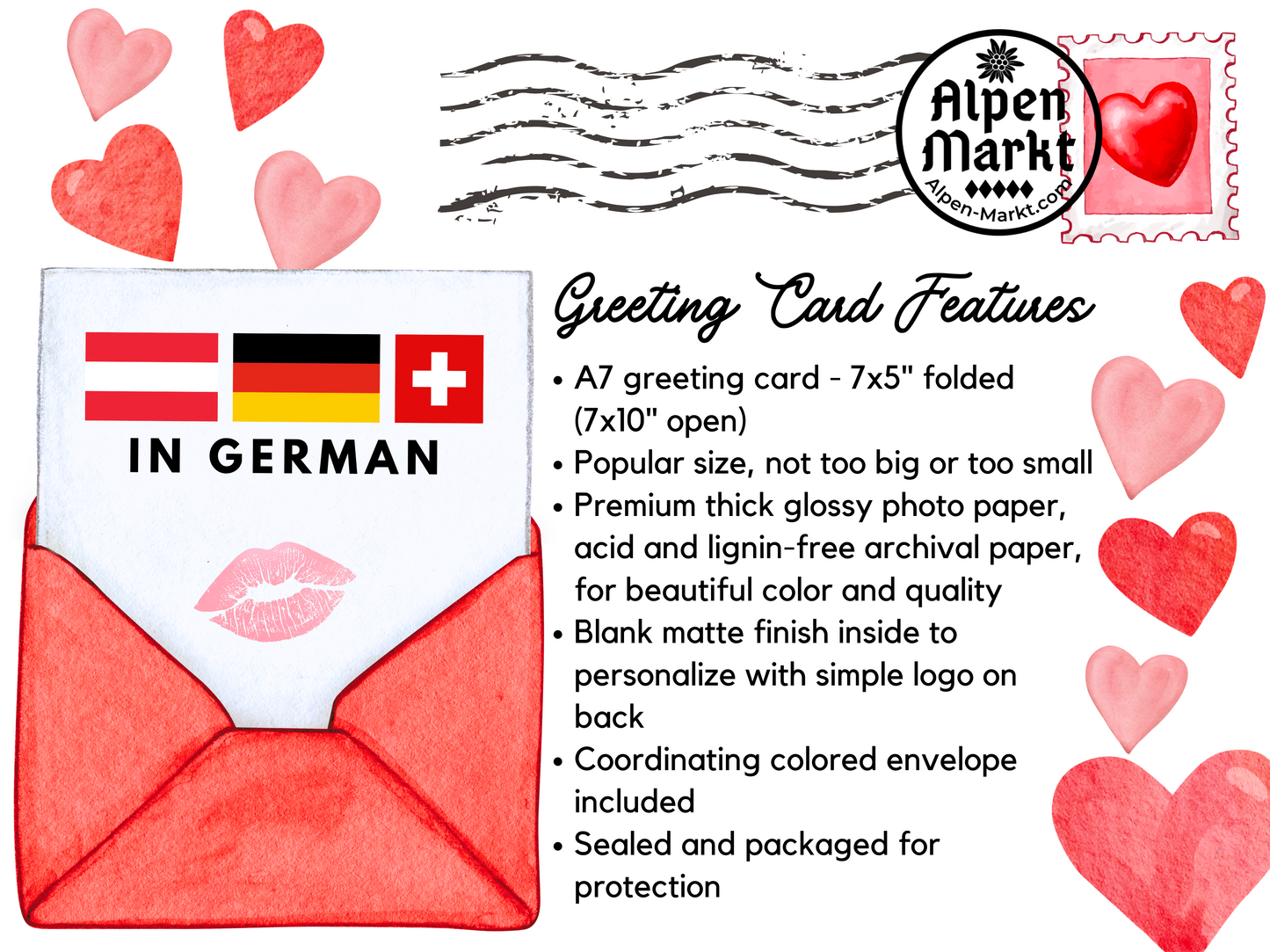 "Ich Liebe Dich" German romantic greeting card with Lebkuchen Heart