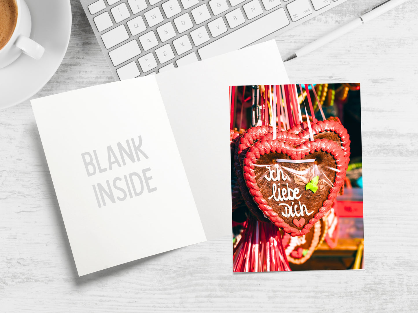 "Ich Liebe Dich" German romantic greeting card with Lebkuchen Heart