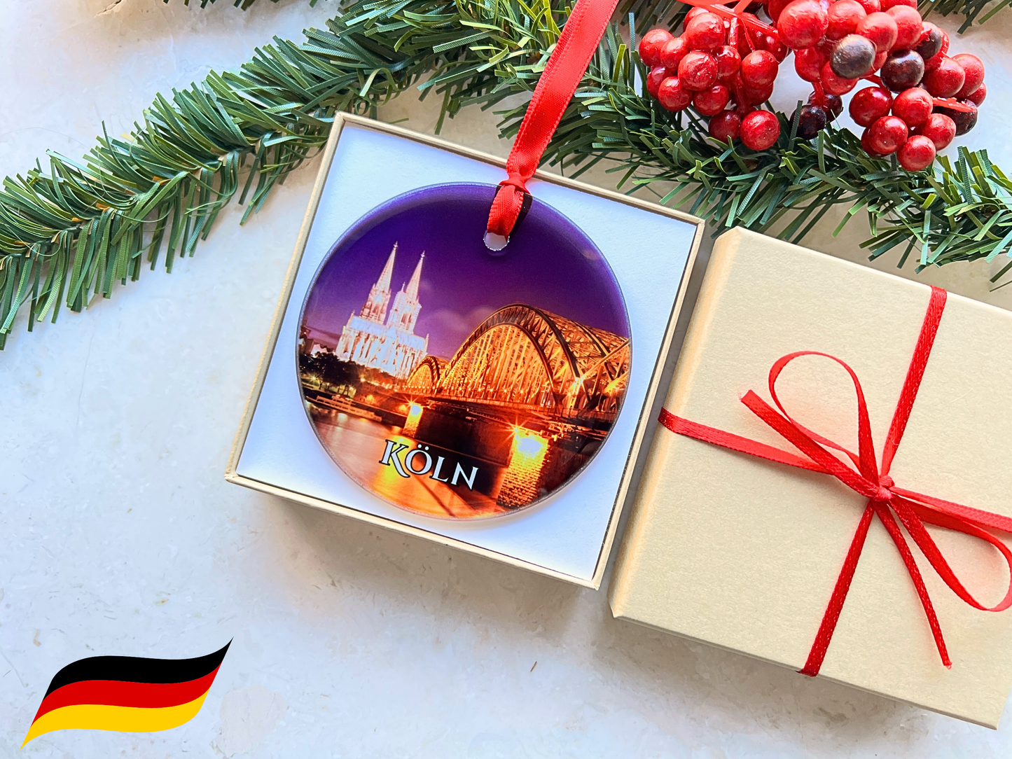 Köln Cologne Germany glass ornament with gift box