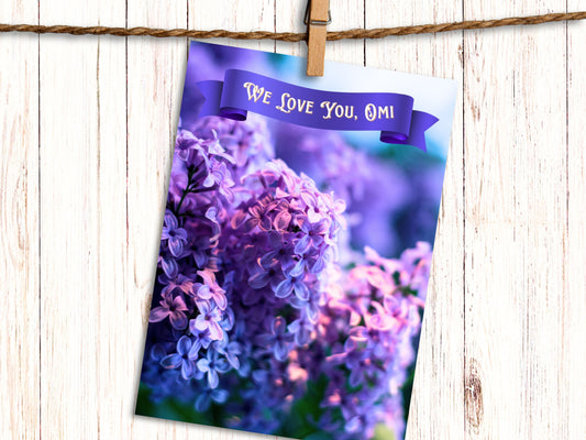 "We love you Omi" German greeting card for Grandma
