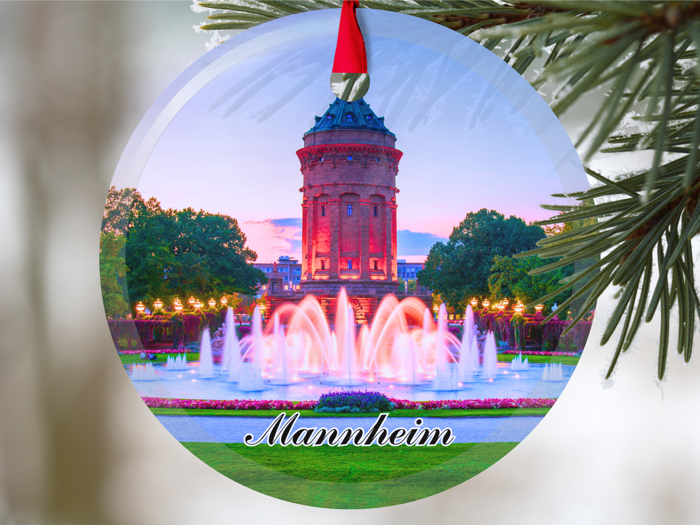 Mannheim Germany glass ornament with gift box