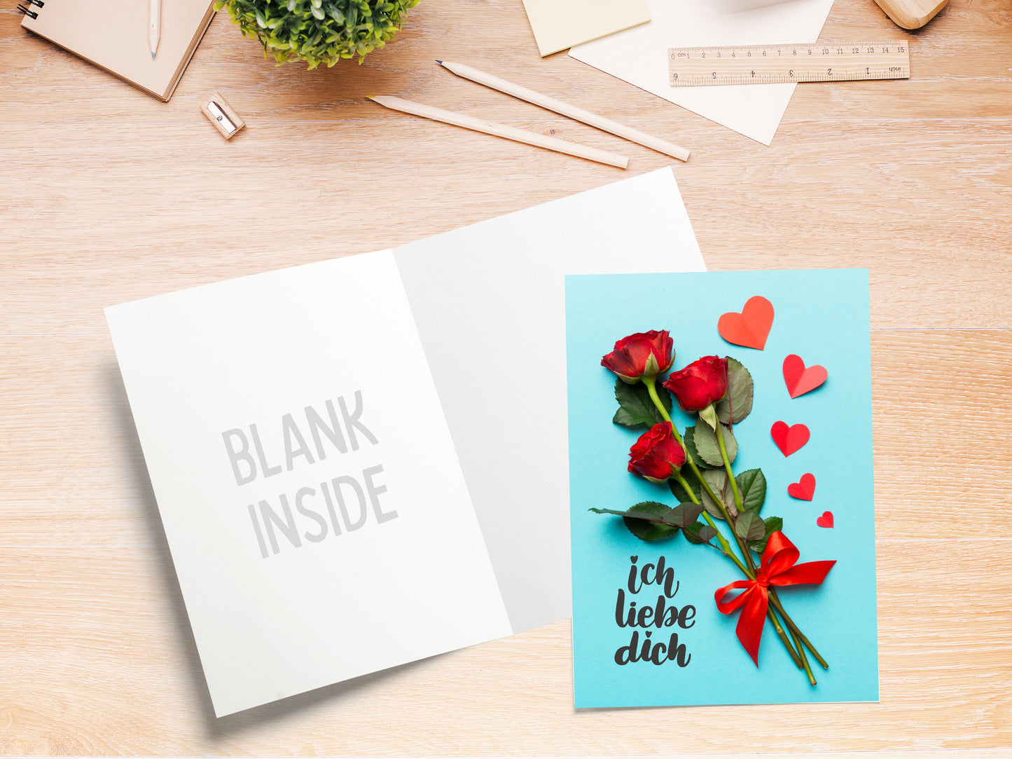 Red Roses "Ich Liebe Dich" German I Love You card