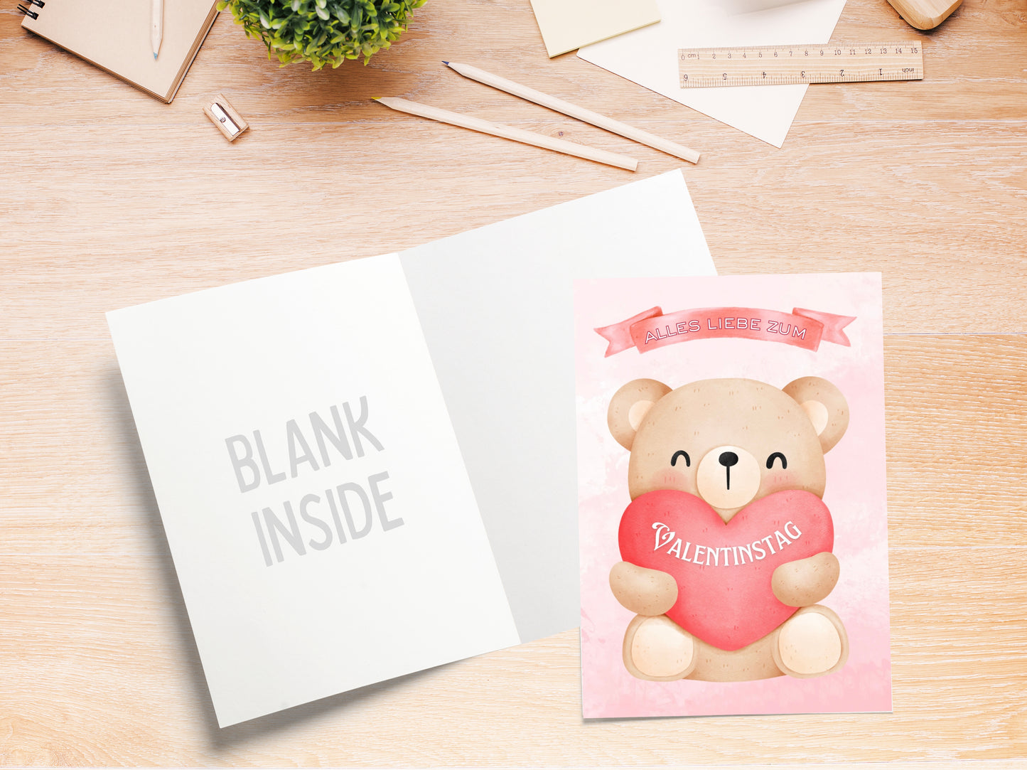 "Valentinstag" Card with cute Teddy Bear for your sweet Valentine