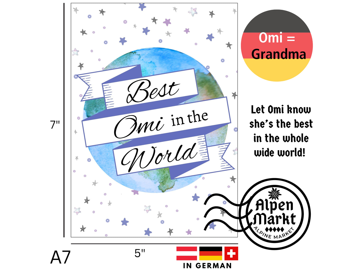 "Best Omi in the World" German greeting card for Grandma