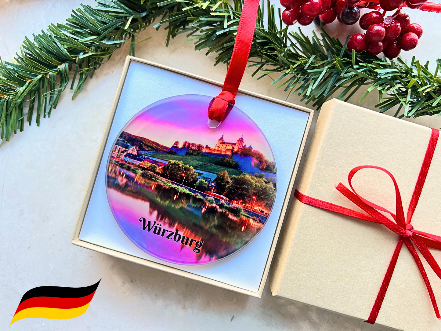 Würzburg Germany glass ornament with gift box