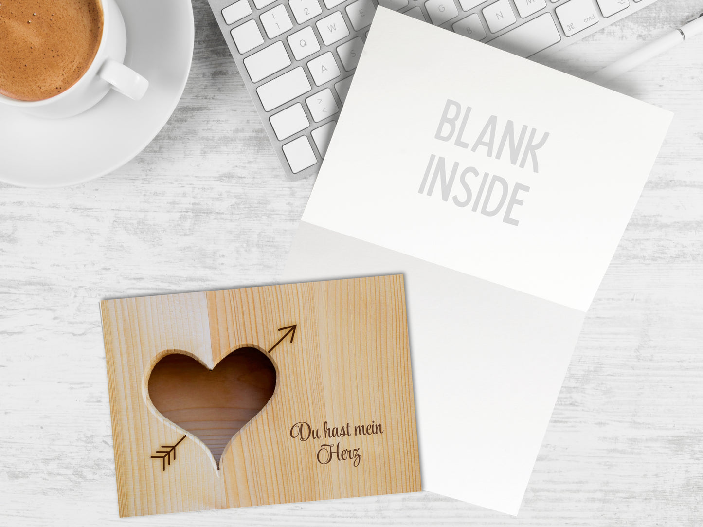 You have my Heart "Du hast mein Herz" German rustic romantic greeting card