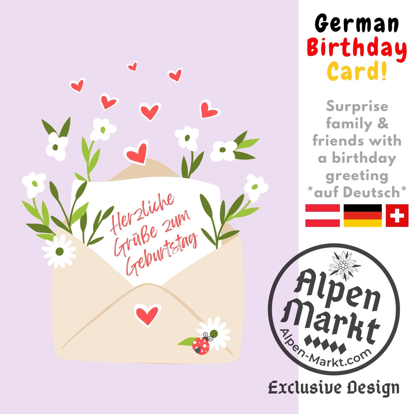 Happy Greetings German Birthday "Geburtstag" Greeting Card