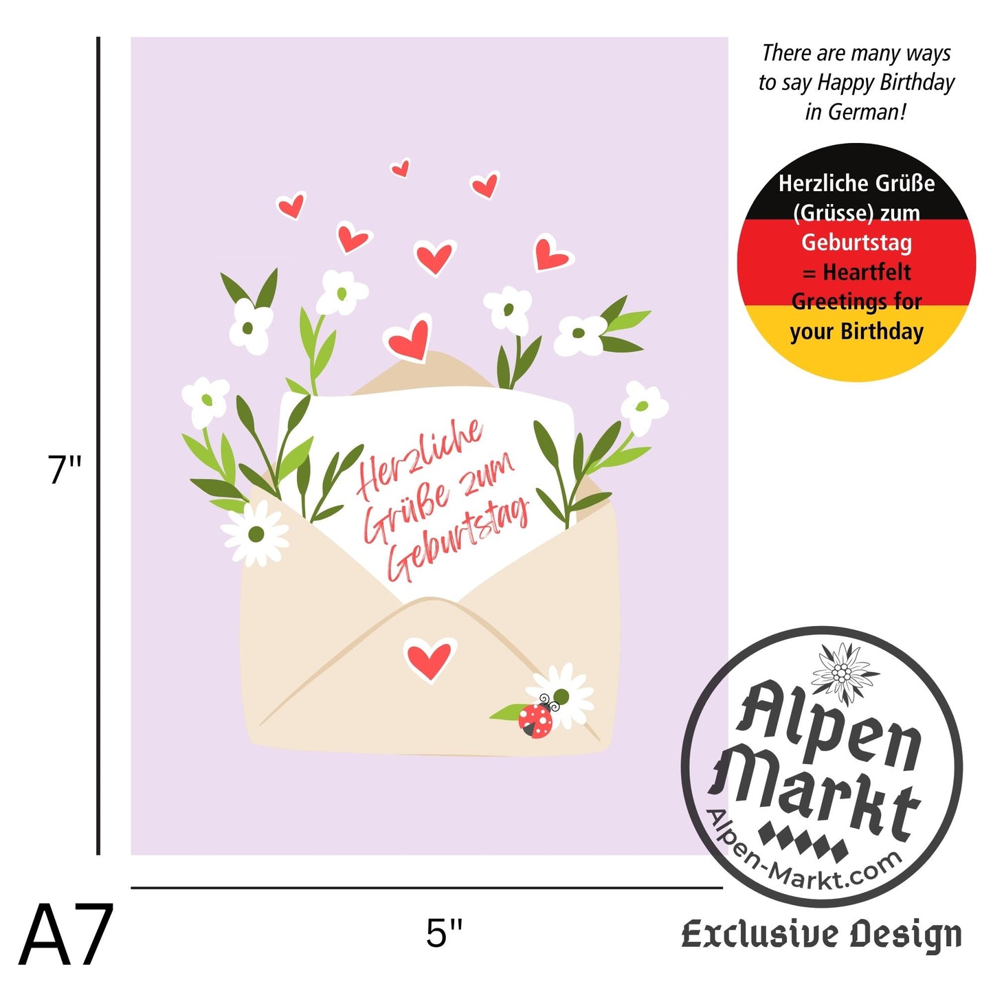 Happy Greetings German Birthday "Geburtstag" Greeting Card