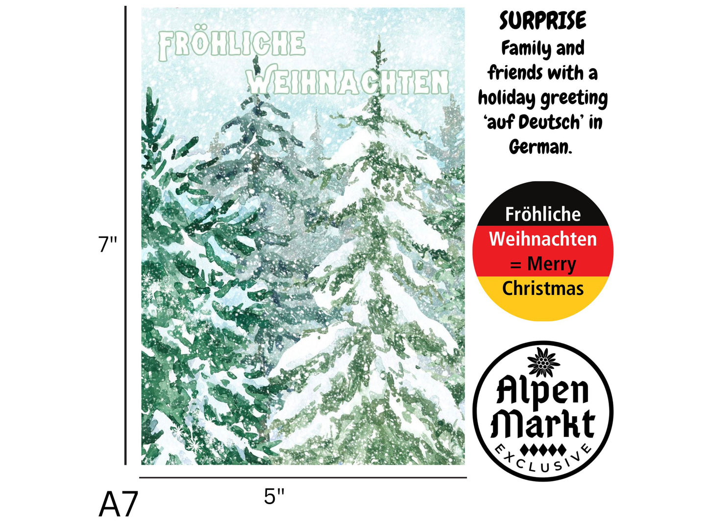 Winter Forest German Christmas Card - Fröhliche Weihnachten