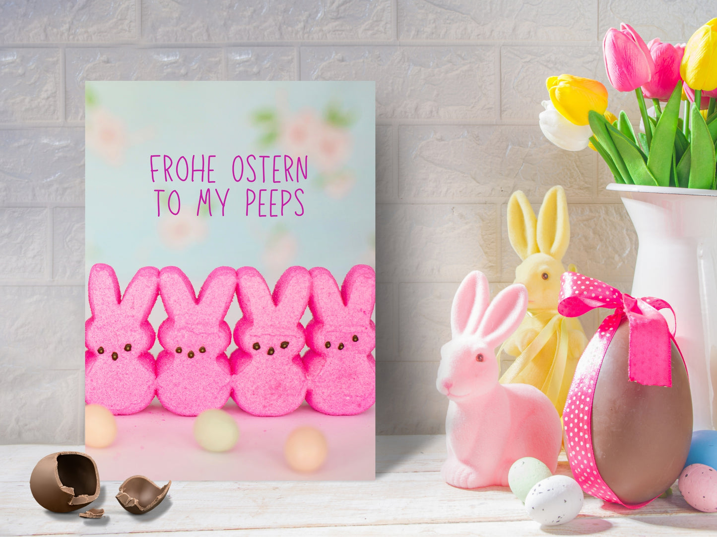 "Frohe Ostern" to my Peeps cute funny German Easter Card