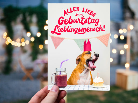 Party Dog German Birthday "Geburtstag" Greeting Card
