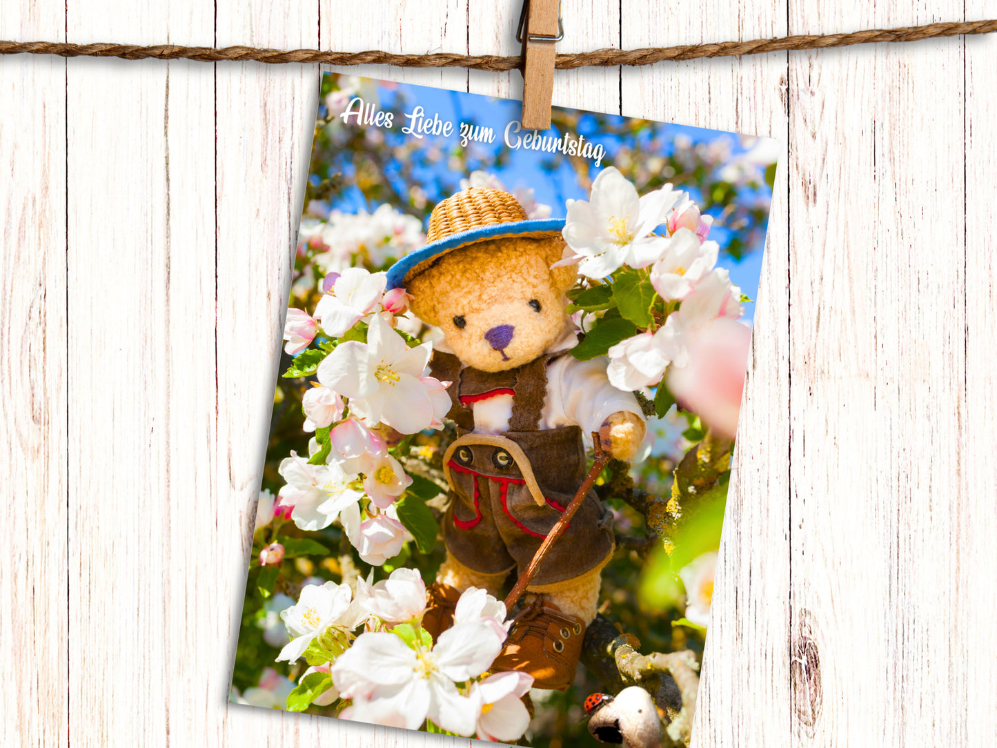 Teddy Bear with Lederhosen German Birthday "Geburtstag" Greeting Card