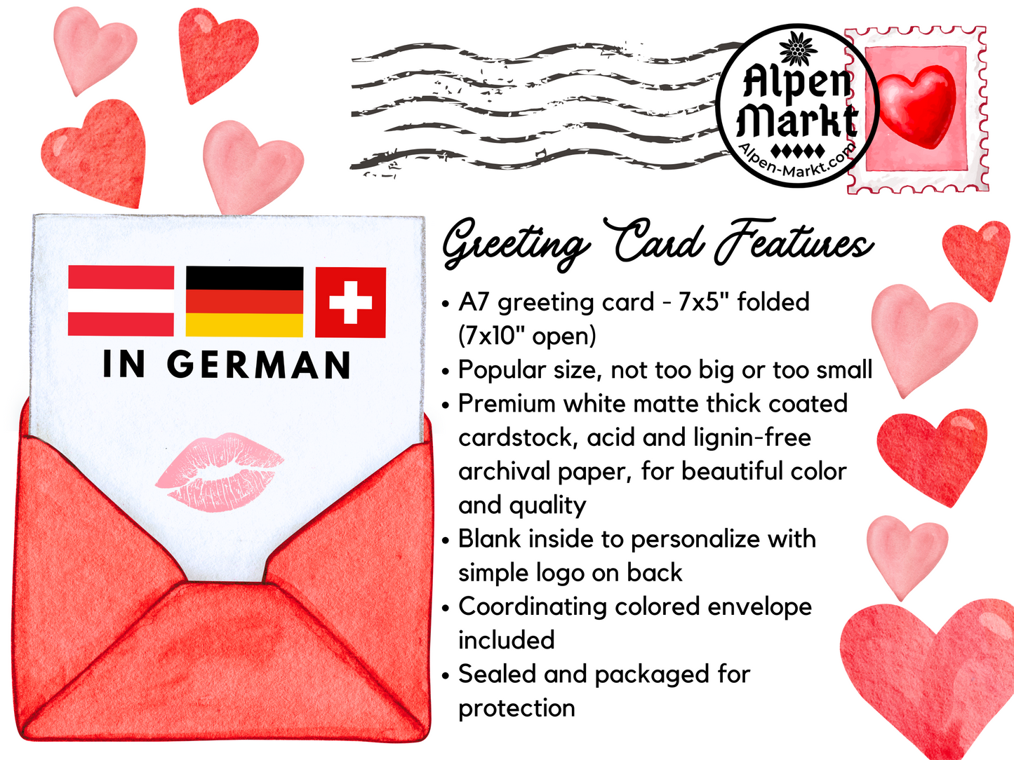 Love Letters German Love of My Life Card for Valentine Anniversary or just because