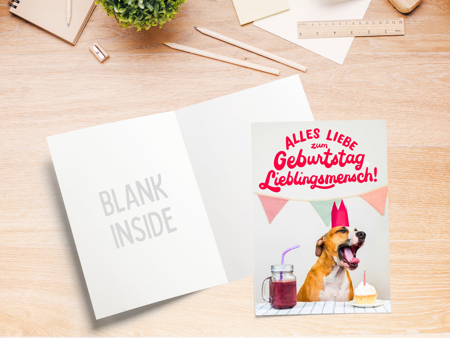 Party Dog German Birthday "Geburtstag" Greeting Card
