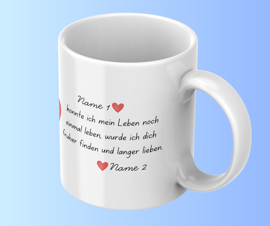 Custom romantic mug in English & German - add your names