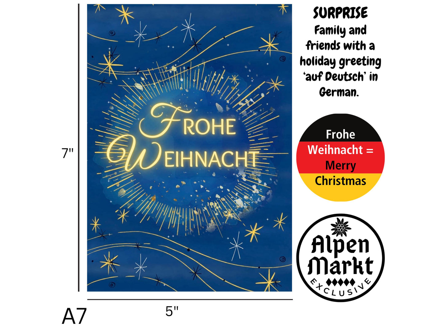 Beautiful Starry Night Sky Christmas Card in German - Frohe Weihnacht