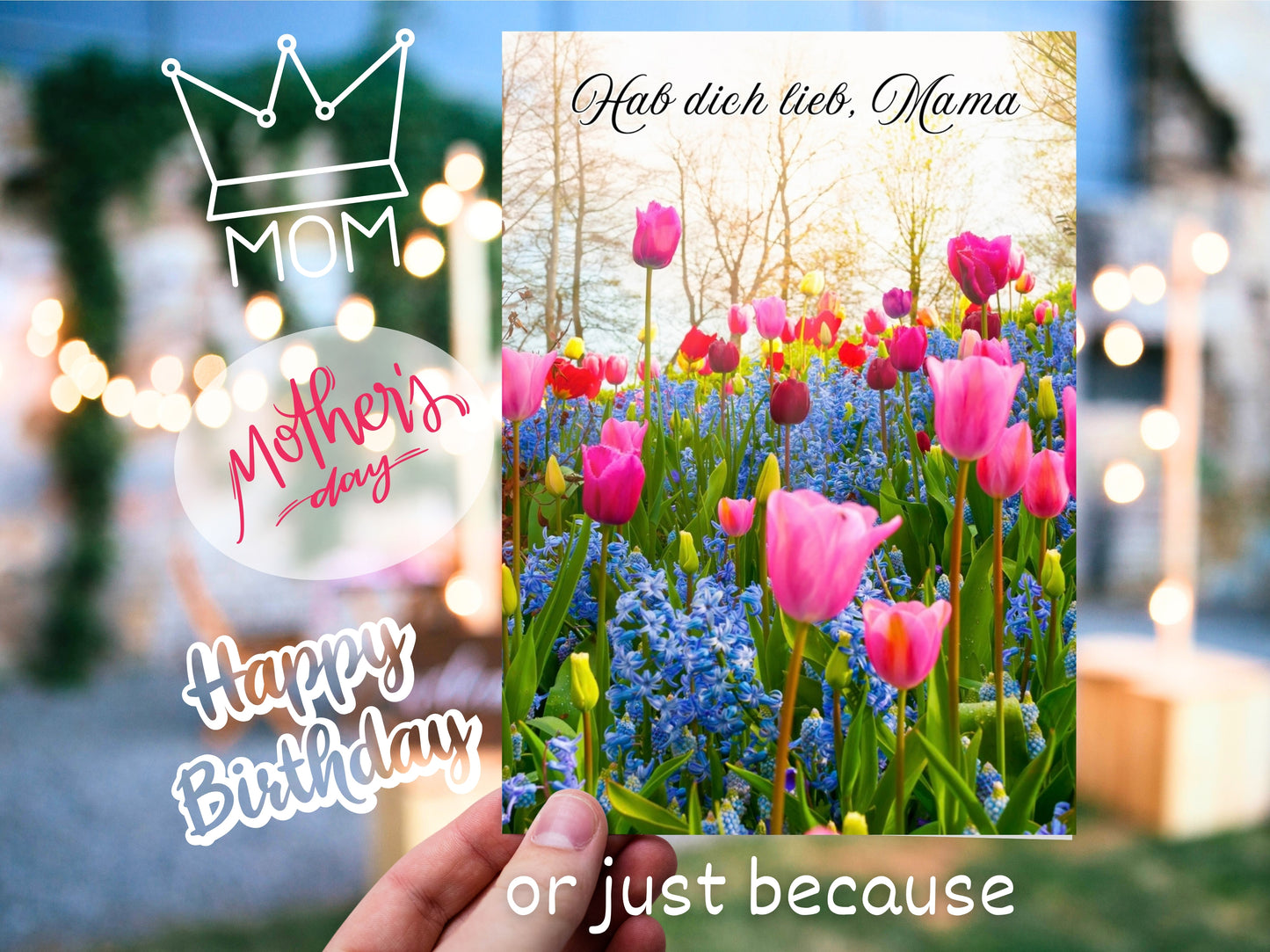 "Hab dich lieb, Mama" German greeting card for Mom