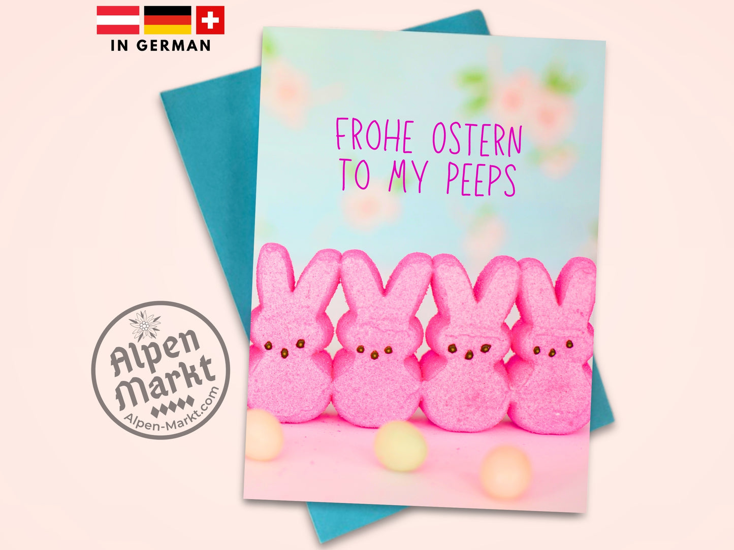 "Frohe Ostern" to my Peeps cute funny German Easter Card