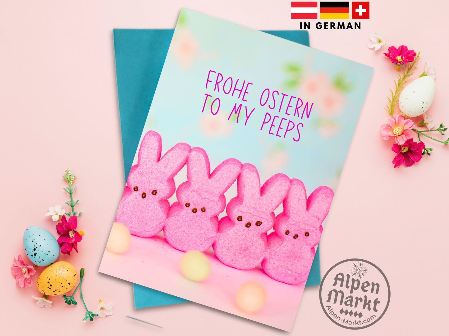 "Frohe Ostern" to my Peeps cute funny German Easter Card