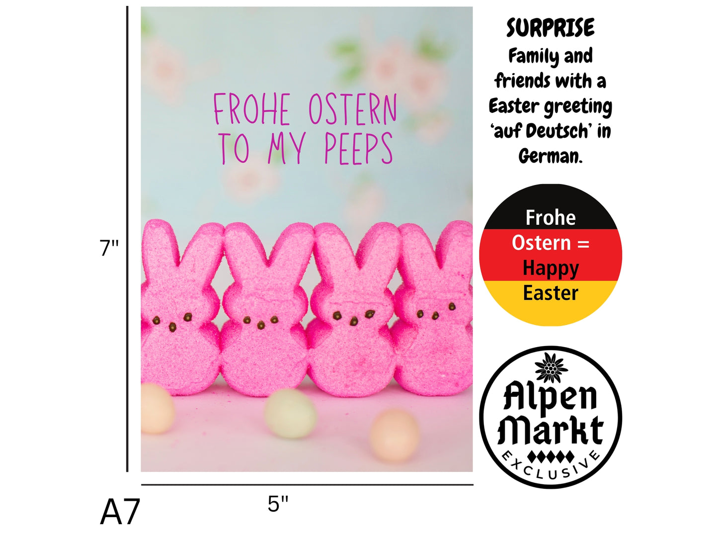 "Frohe Ostern" to my Peeps cute funny German Easter Card