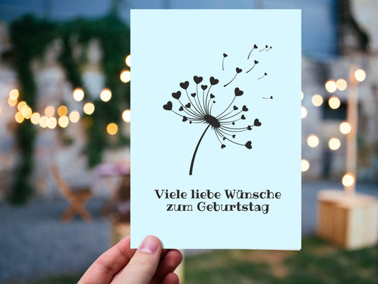 Dandelion Wishes German Birthday "Geburtstag" Greeting Card