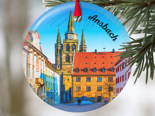 Ansbach Germany glass ornament with gift box