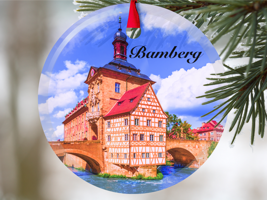 Bamberg Germany glass ornament with gift box