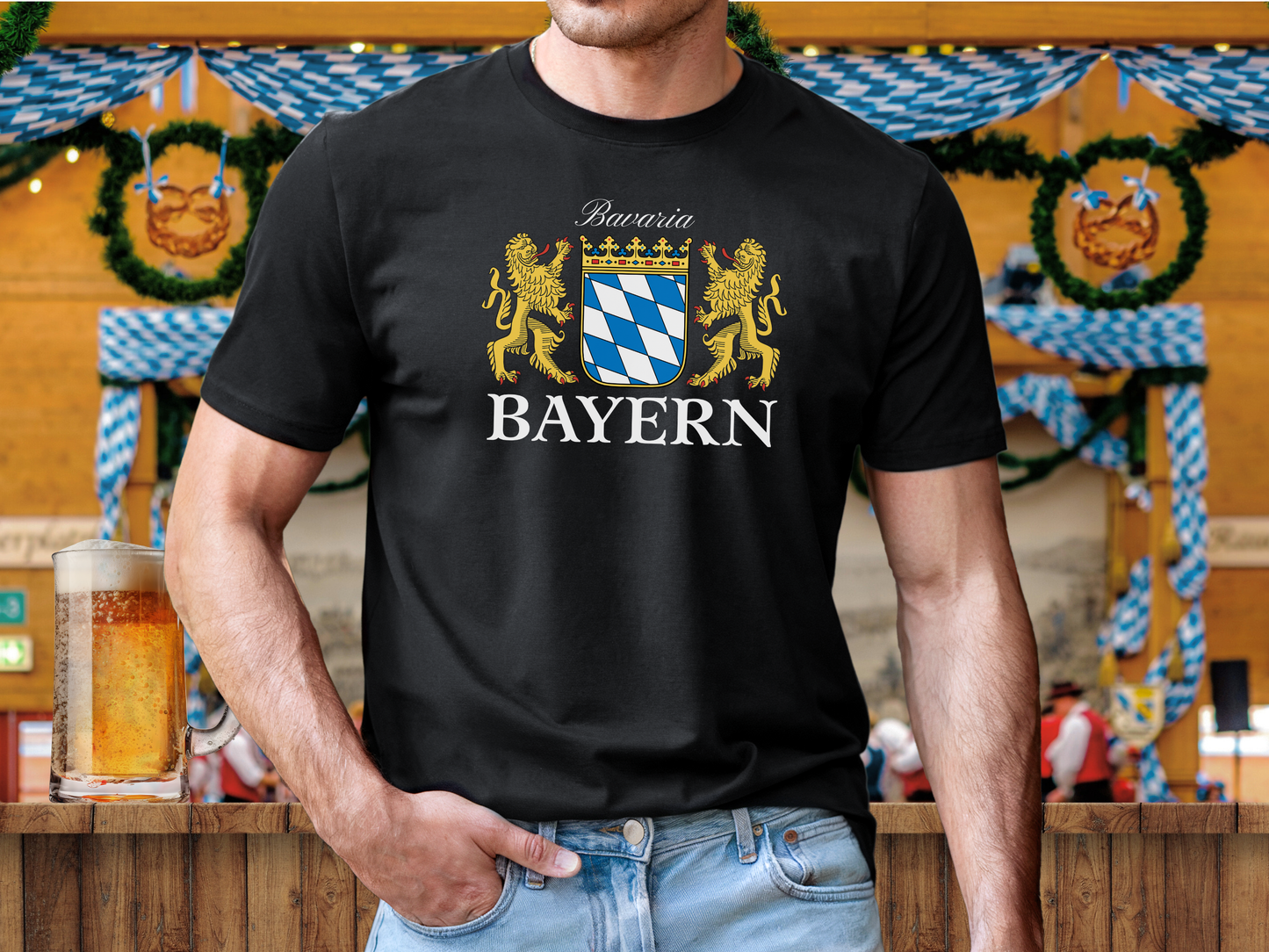 Bayern Bavaria t-shirt with Bavarian Crest and Lions