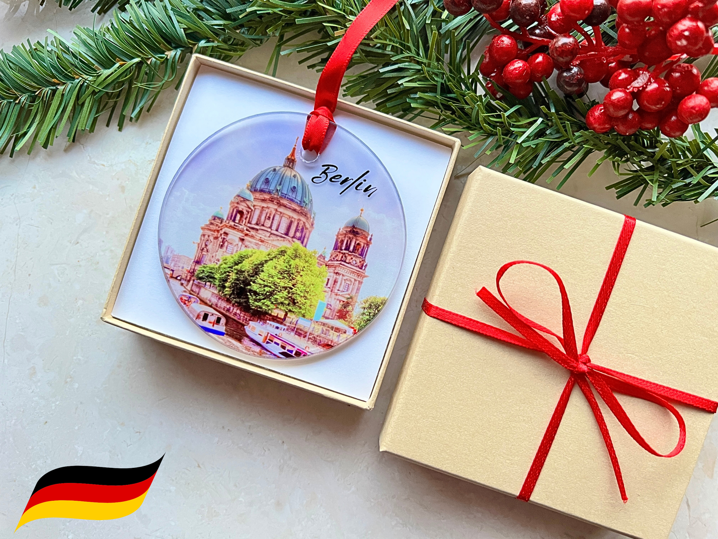 Berlin Landmark Germany glass ornament with gift box