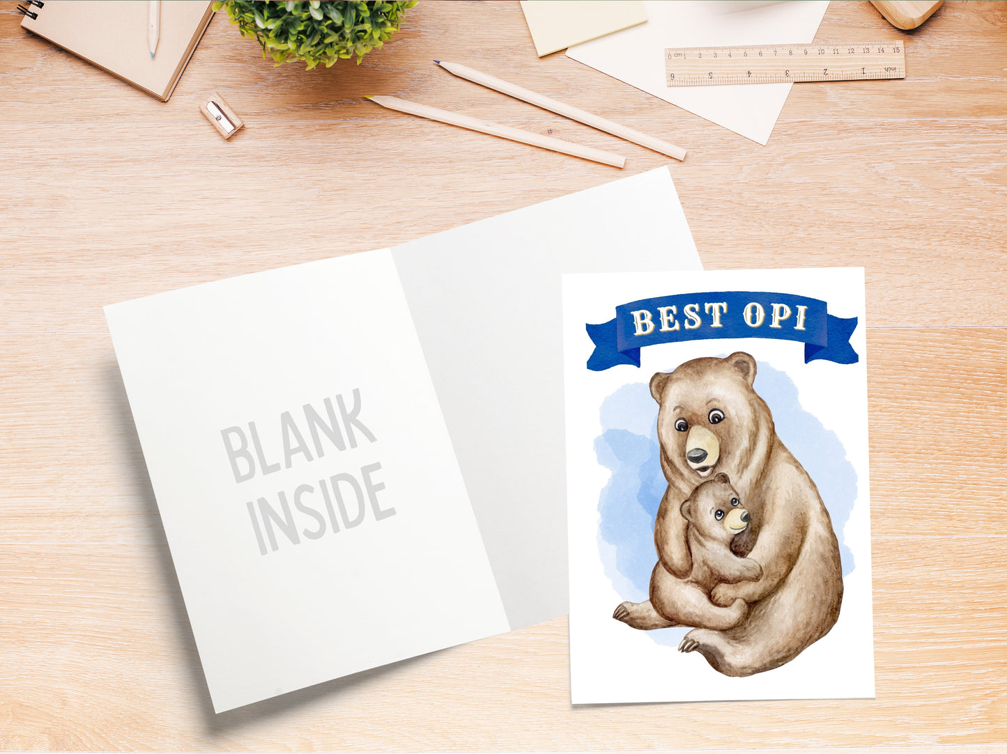"Best Opi" bear hug German greeting card for Grandpa