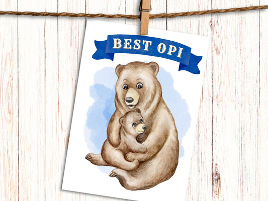 "Best Opi" bear hug German greeting card for Grandpa