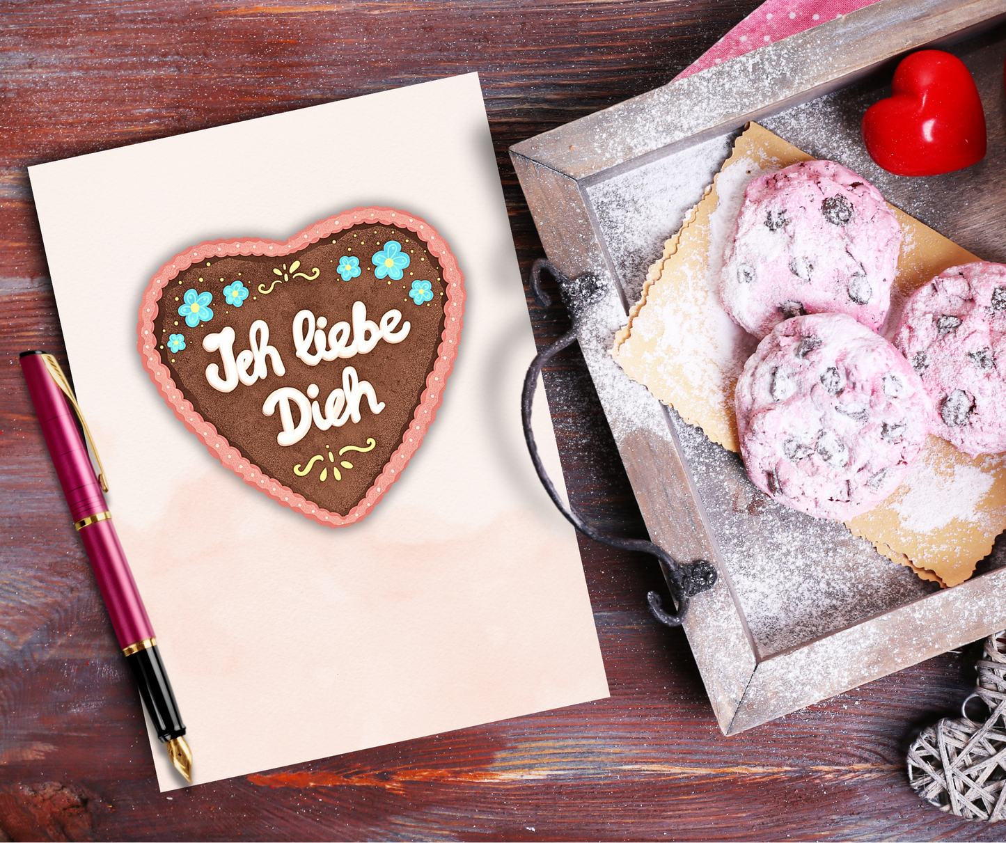 Lebkuchen "Ich Liebe Dich" German I Love You card for Valentine Anniversary or just because