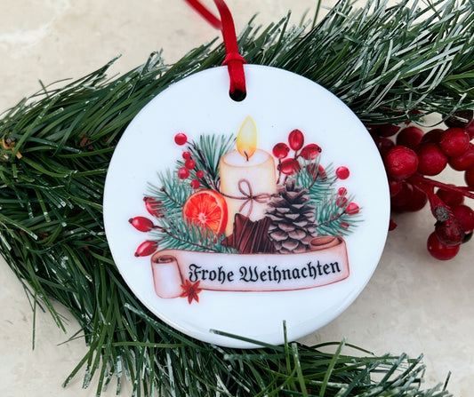 German ceramic candle ornament with gift box