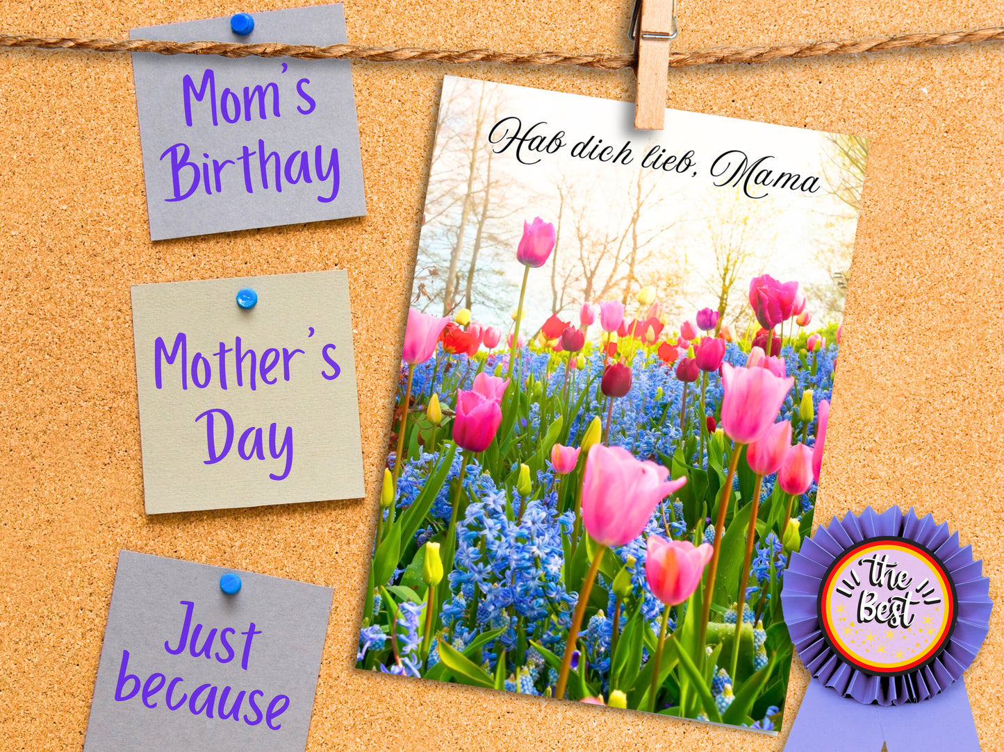 "Hab dich lieb, Mama" German greeting card for Mom
